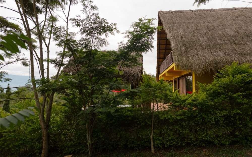 Chalet de Paja rodeado de naturaleza.